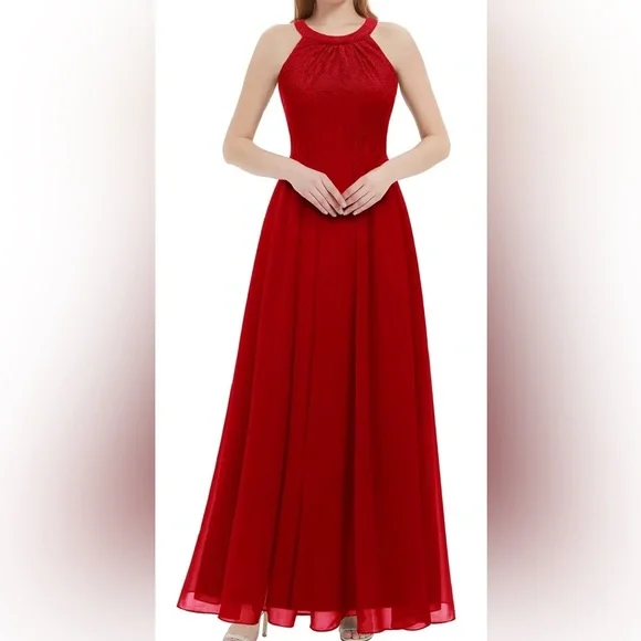 Dressystar Red Lace Formal Maxi Dress - Picture 2 of 6